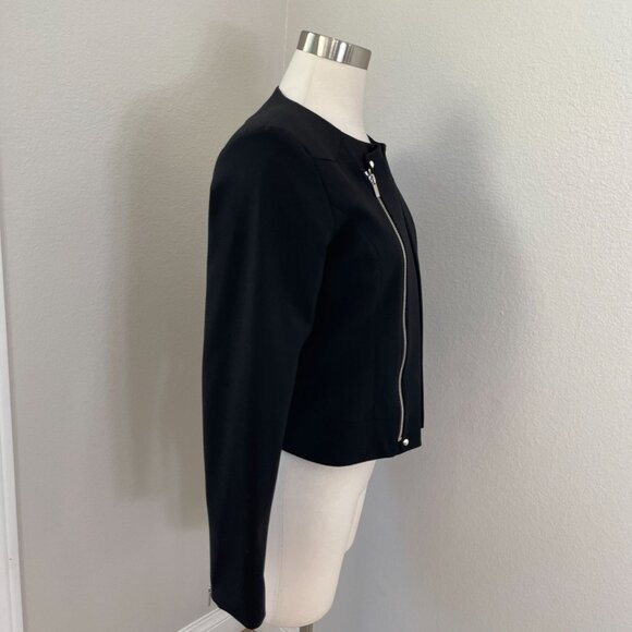 Calvin Klein Womens 6 Petite Black Open Front Long Sleeve Blazer Jacket - Picture 3 of 11